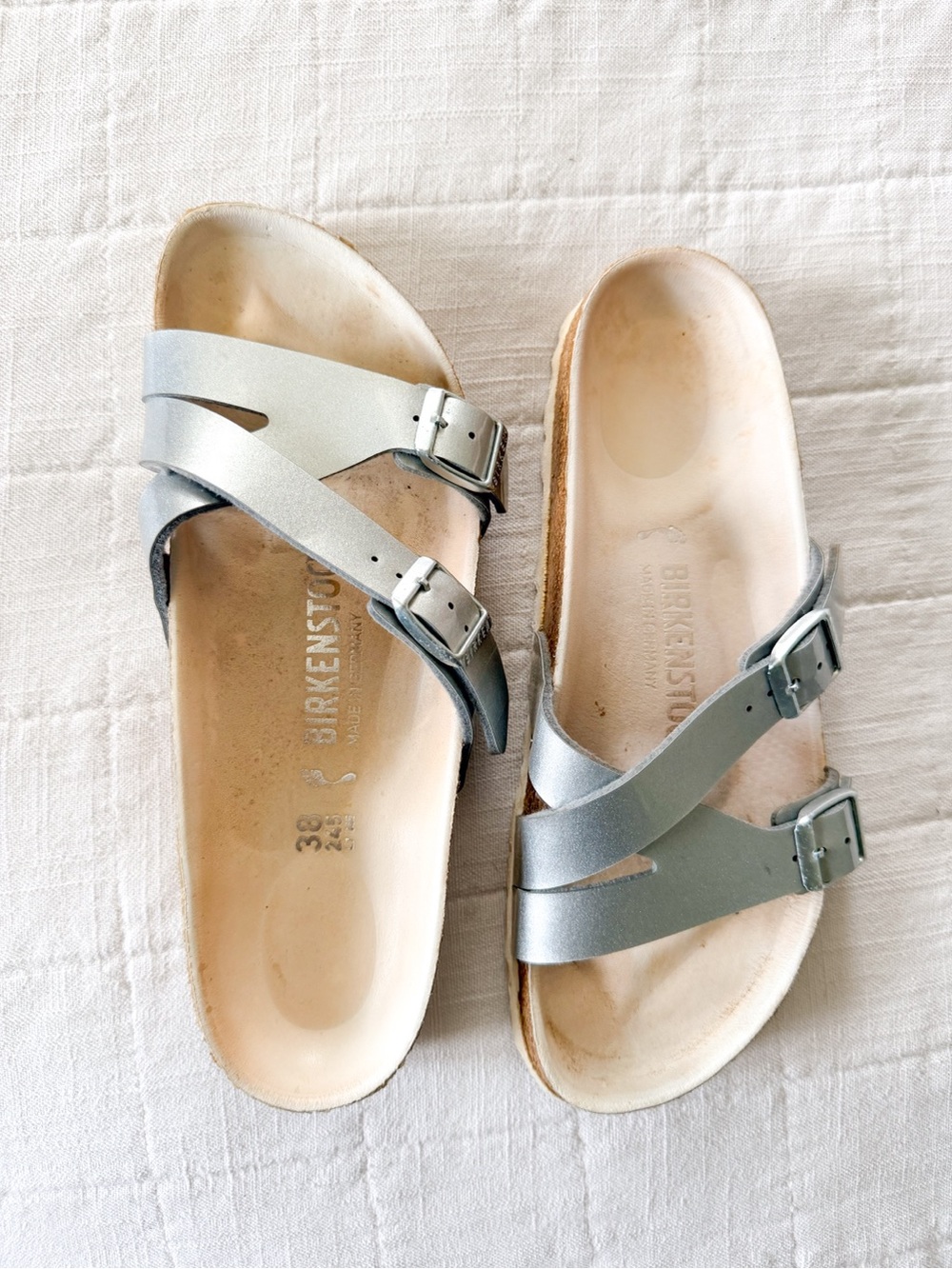 Birkenstock Metallic Silver Arizona-Style Sandals – EU 38